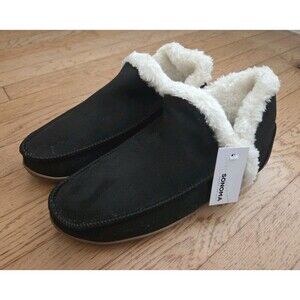 SONOMA Mabell Black Faux Fur Ankle Boot Slippers Hard Sole Women XXL 10 / 11